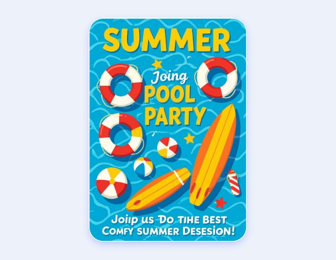 Summer pool party with a blue pool background