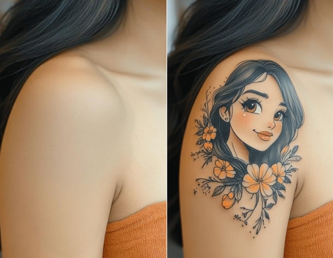 Tattoo am Körper testen mit KI Tool von Fotor