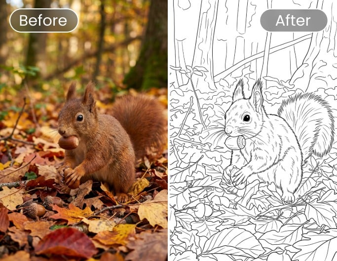 Ein Herbstfarbe-Ausmalbild mit Fotor aus dem Foto erstellen