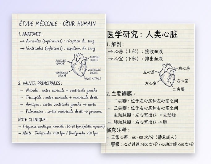 Przetłumacz notatki z francuskiego na chiński za pomocą internetowego tłumacza obrazów Fotor