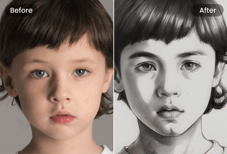 Turn girl portrait to stencil