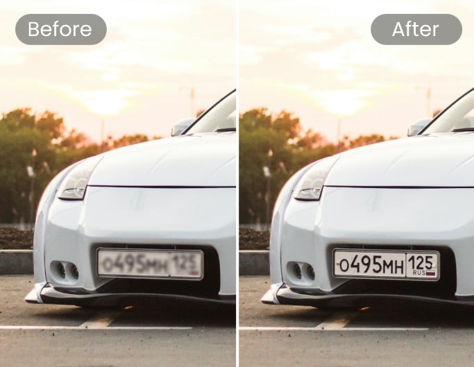 Turn blur license plate to clear