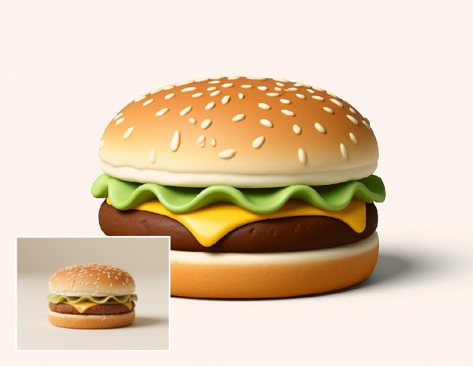 Turn picture of a delicious hamburger into an emoji