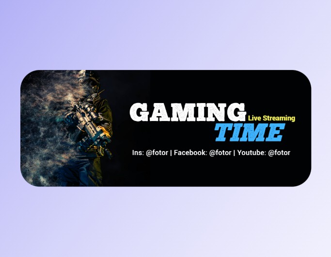 Twitch gaming time banner with black background