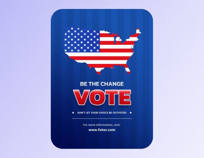 USA map and falg with bule background political campaign poster template