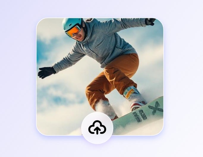 Upload a 1:1 image of a man skiing to our image comleter