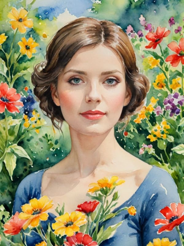 Portrait féminin à l’aquarelle