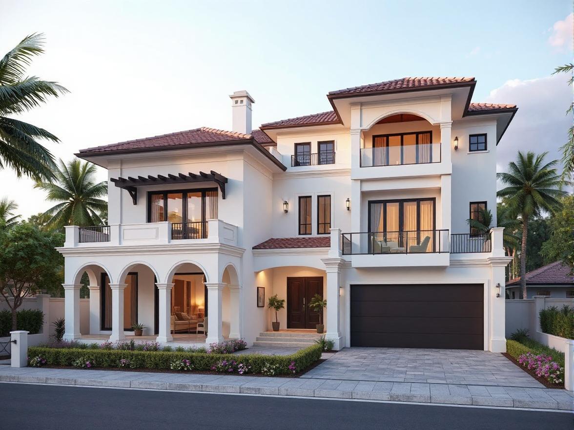 A 3d architectural design of a luxurious two story villa