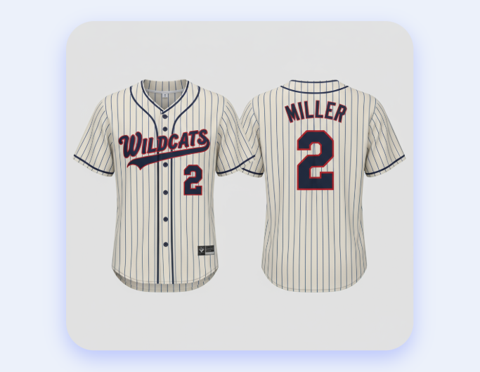 A baseball jersey with front and back view generated with ai