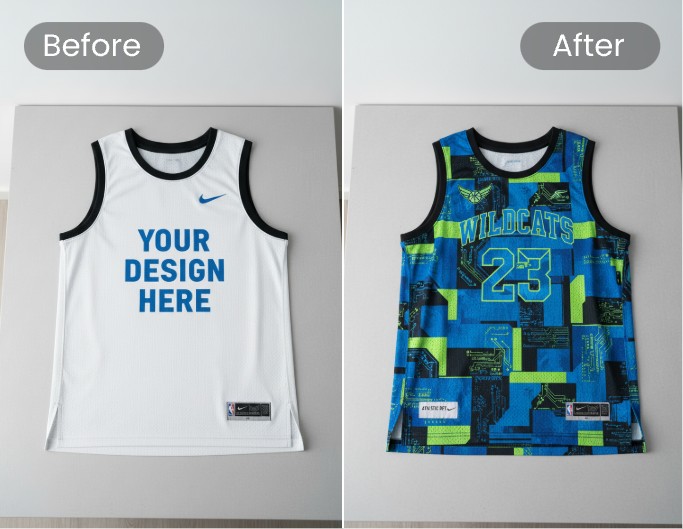 A basketball jersey laid flat on the table