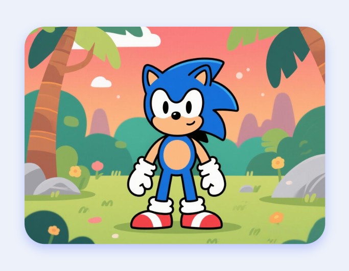 A cartoon style original sonic character