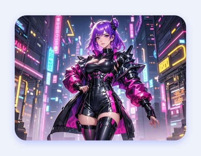 街中に立つサイバー系AI嫁