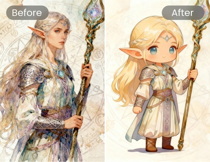 A fantasy character in different styles