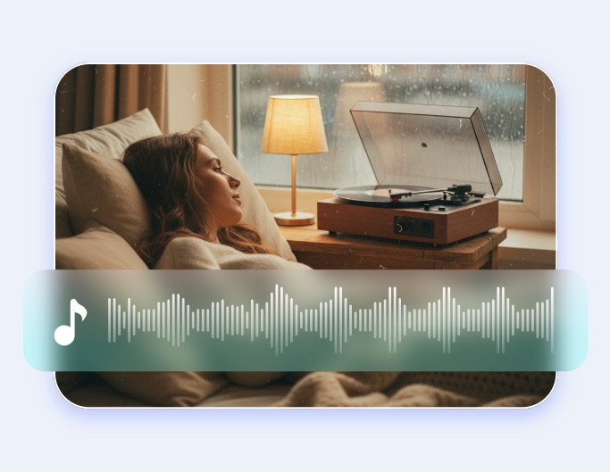 A female is sleeping while listening to chill lofi songs