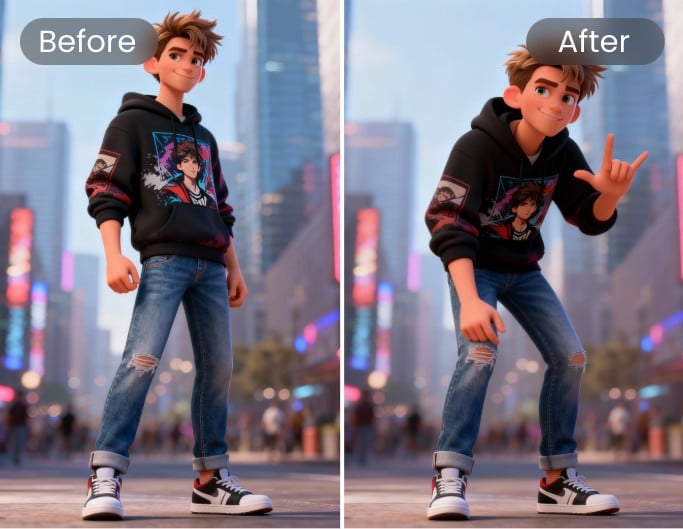 A male character with different gestures