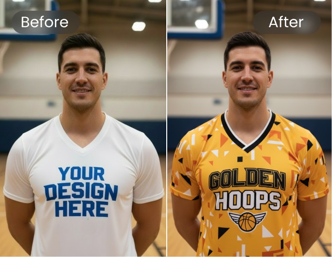 A man wearing a yellow custom jersey