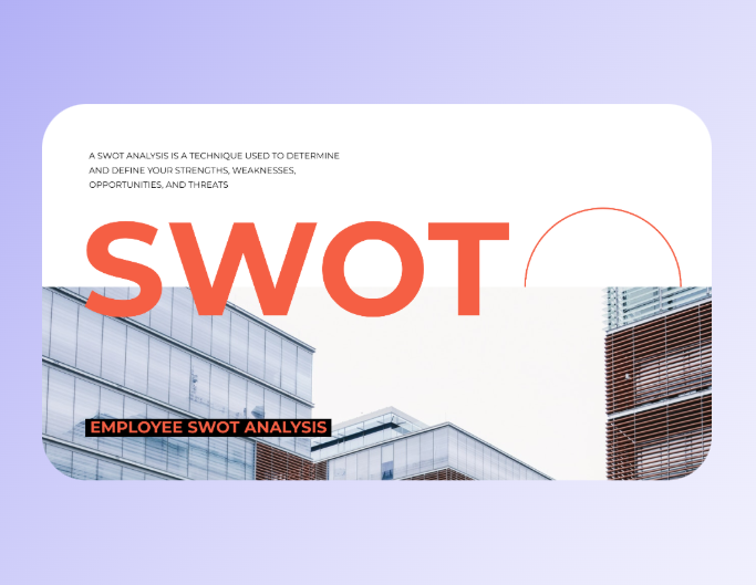 A marketing ppt template featuring a swot marketing analysis