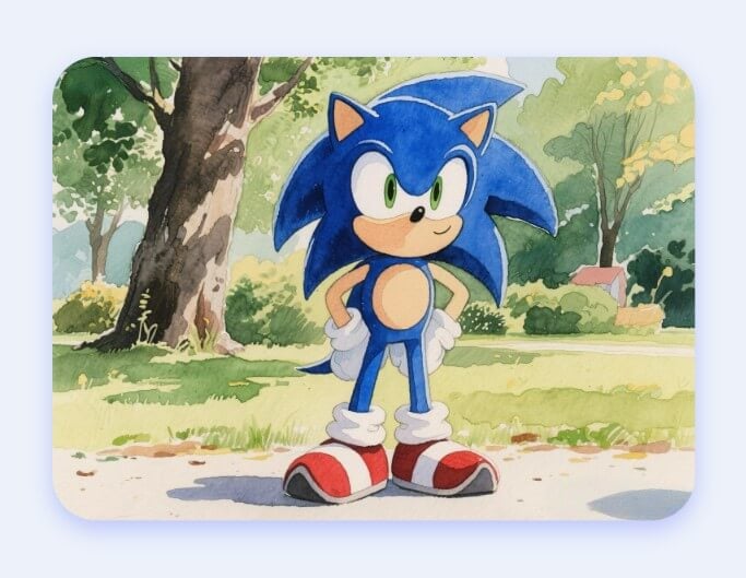 A painted style original sonic character