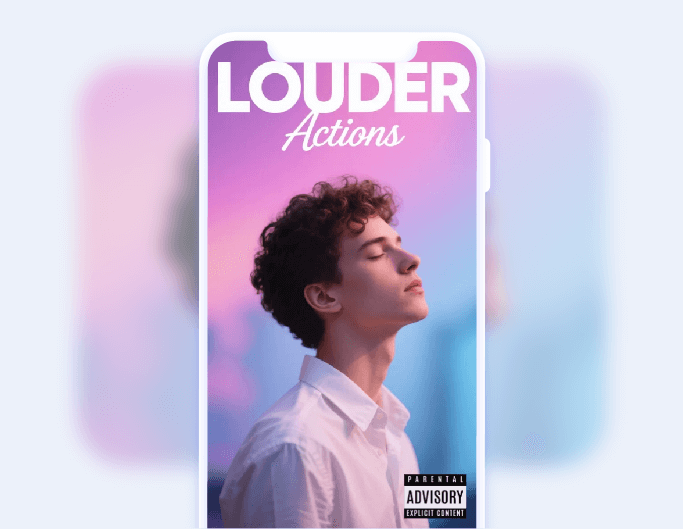 A parental advisory wallpaper featuring a guy with closed eyes