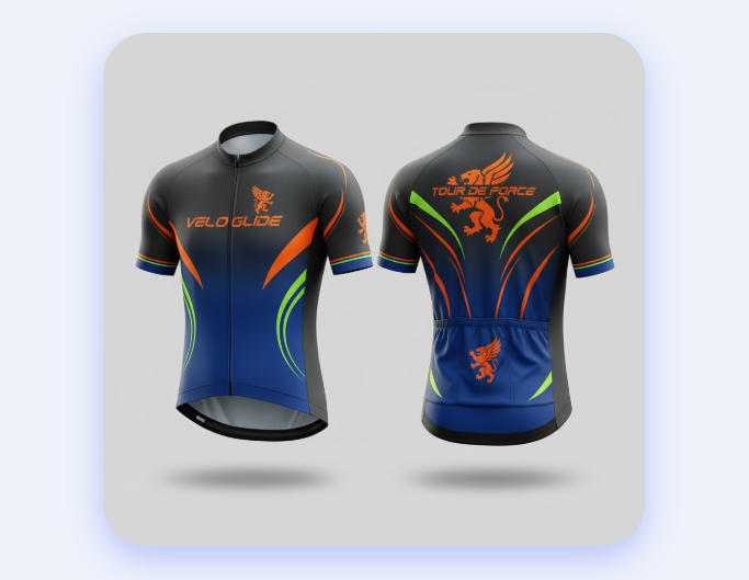 A picture that shows the front and back view of a cycling jersey with tight fit