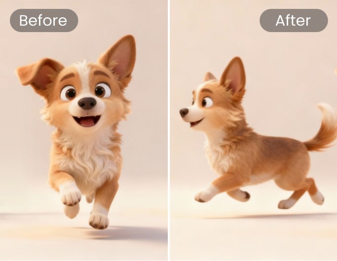 A puppy character shots from different angles