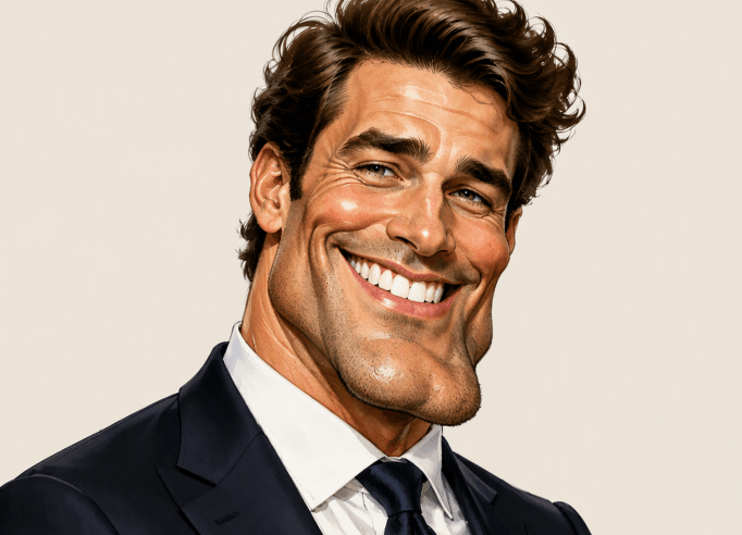 A realistic caricature of a man