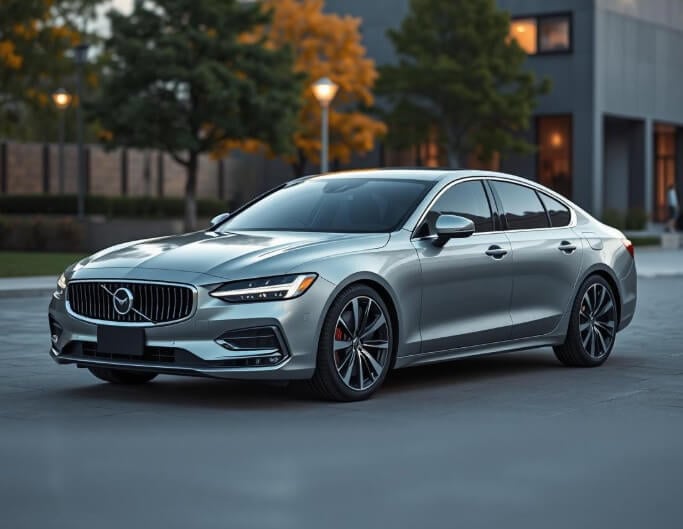 A silver modern sedan generated with fotor ai car generator