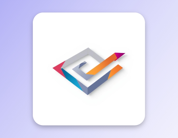Abstract 3d logo with colorful geometric pencil design