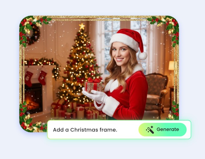 Add christmas frame to a festive visual