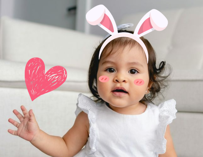 Add cute stickers for your baby in fotor