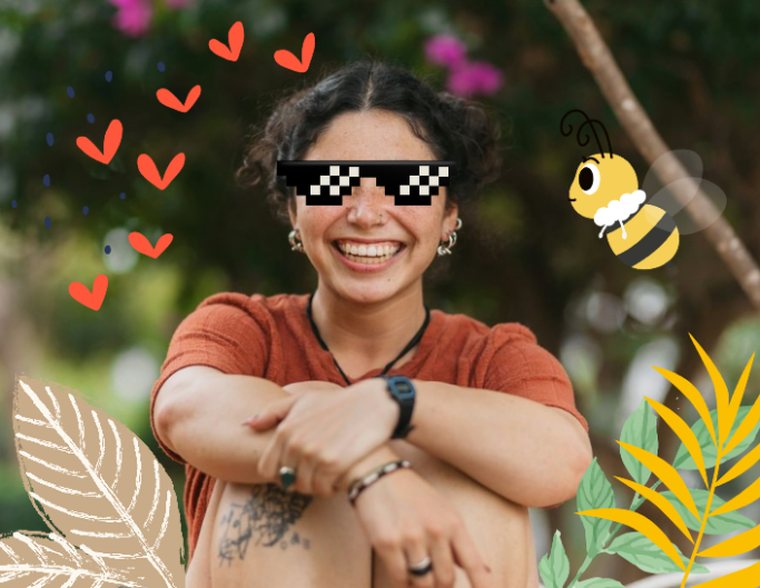 Add stickers to cover a girls face