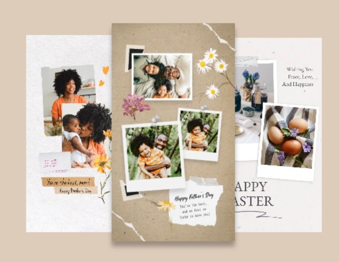 Aesthetic collage templates for instagram story, weddings, holiday, birthday and more