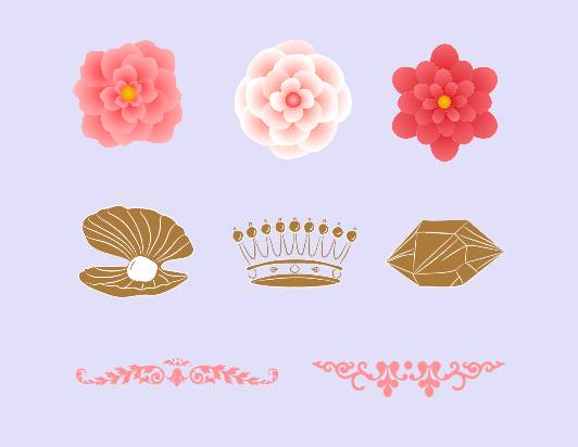 Aesthetic flower pearl crown and diamond stickers on fotor