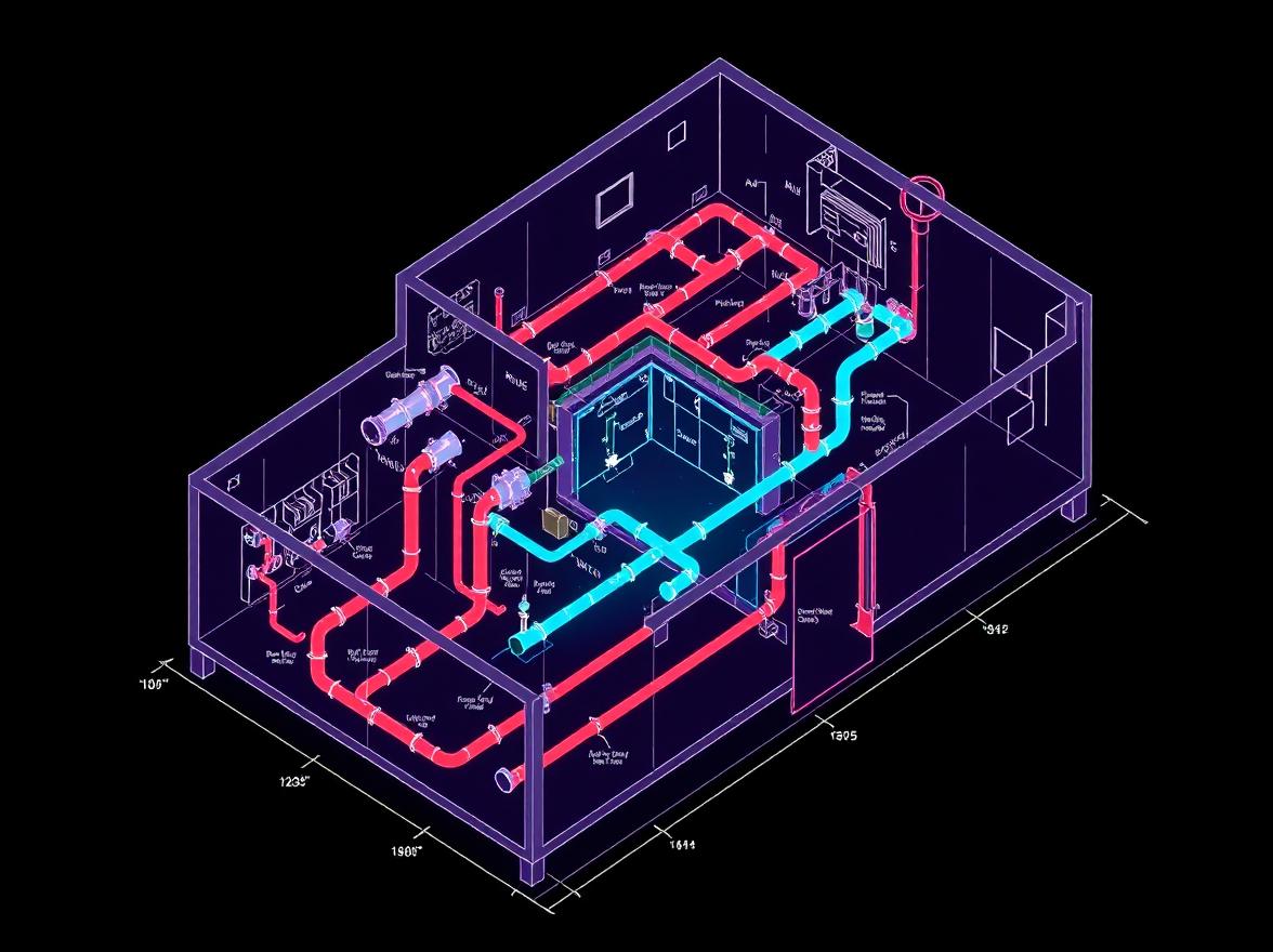 Ai cad file of a plumbing blueprint created by fotor
