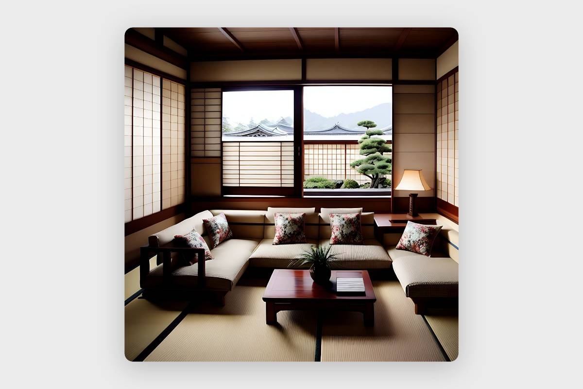 Design intérieur d'une chambre japonaise généré par AI de Fotor