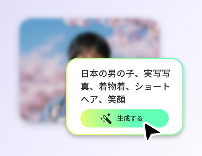 Aiイケメンの写真を生成するには生成をクリック