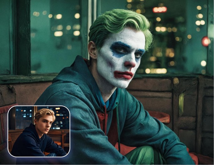 Ai joker filter to make a joker makeup