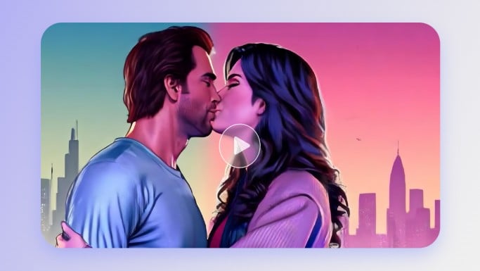 ゲームアートのカップルをフィーチャーした AI キス ビデオをゲームに適用