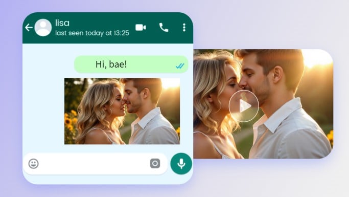オンライン チャットでキス GIF を使用した AI キス動画