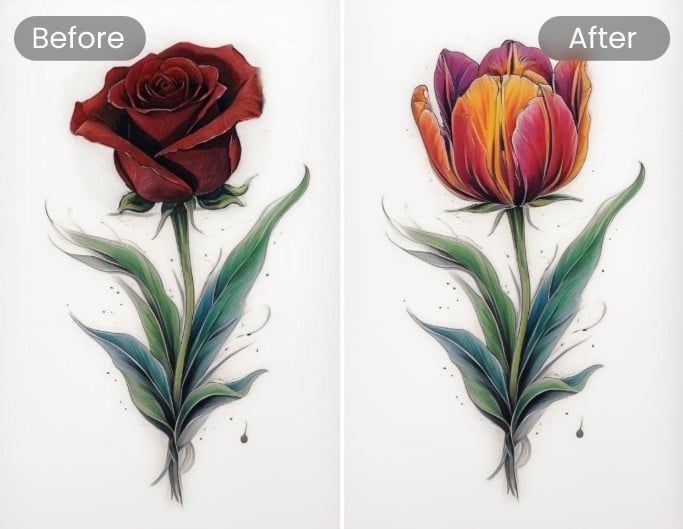 Ai replace birth flower tattoo