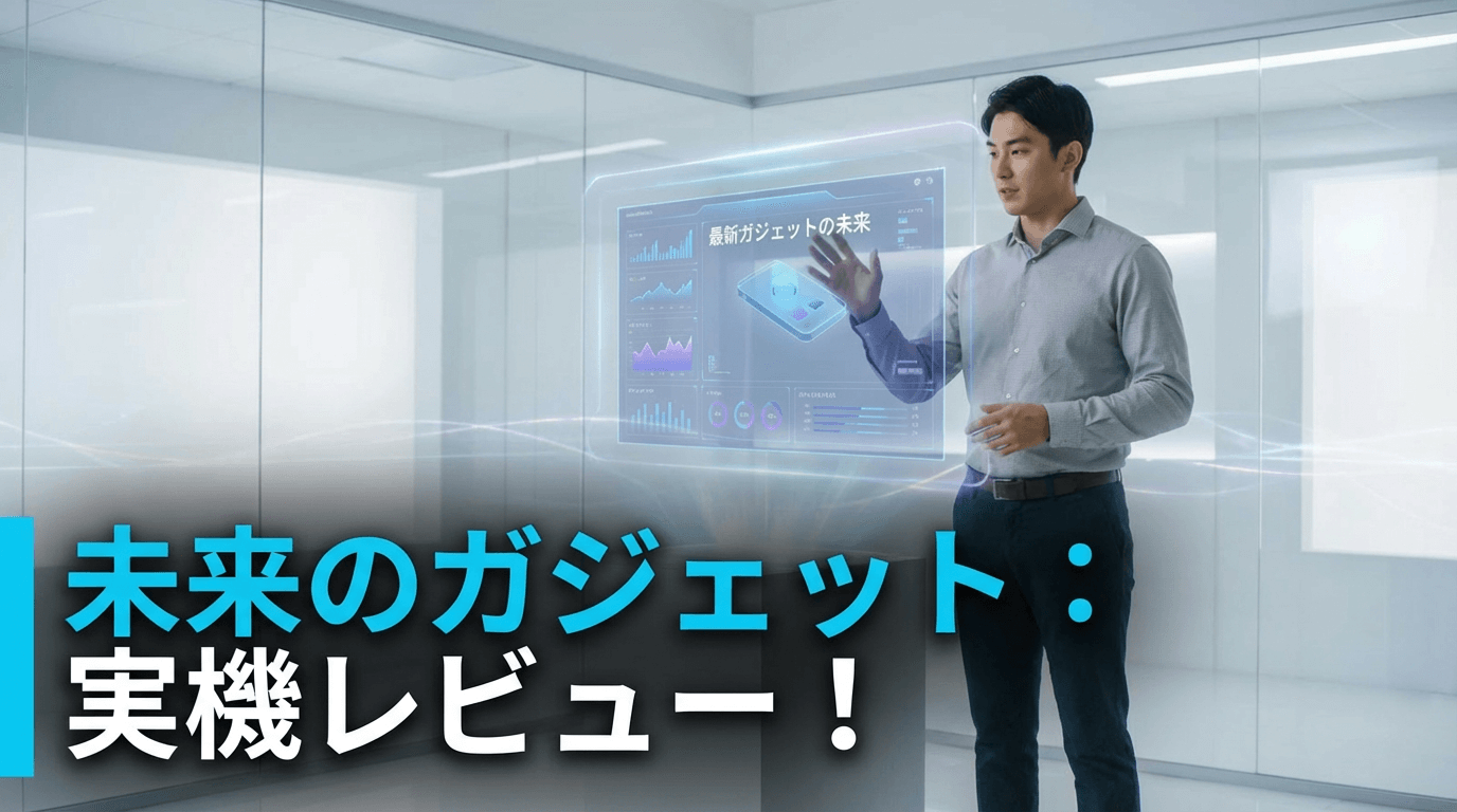 未来のガジェットを紹介するAIテック動画サムネイル生成効果