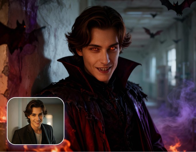 Ai vampire filter to make a vampire makeup