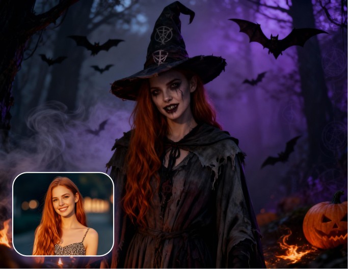 Ai witch filter to make a witch makeup