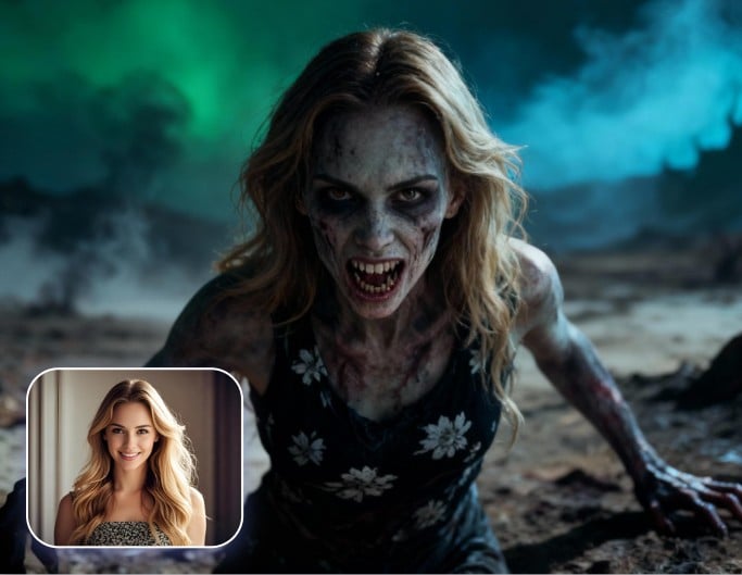 Ai zombie filter to make a zombie makeup