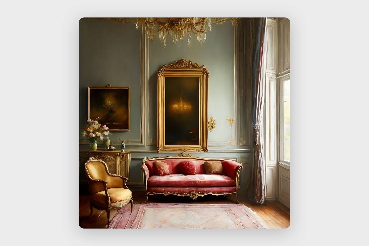 Un design d'intérieur de style français généré par AI à partir d'un planificateur d'espace AI.