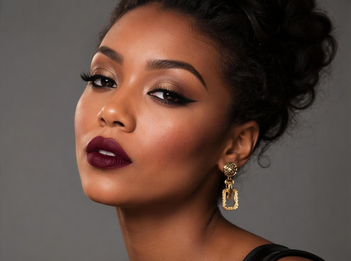 An editorial photoshoot makeup look on a model in a studio