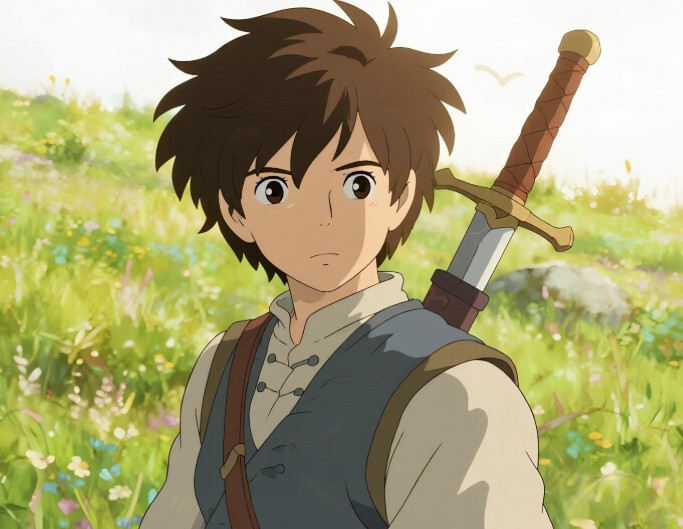 An ghibli styled youth with a sword on his back
