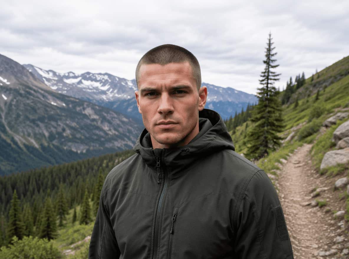 An image of a young man with a military buzz cut