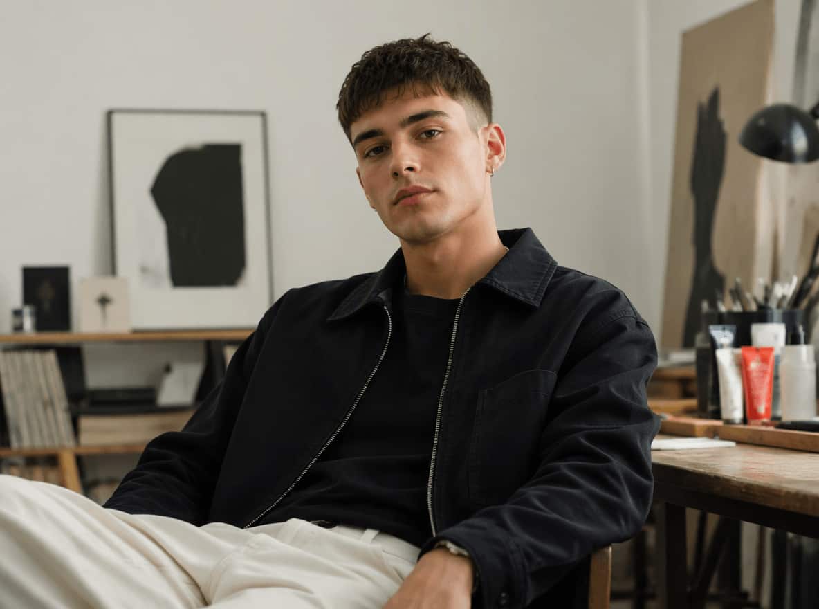 An image of a young man with a textured crop haircut