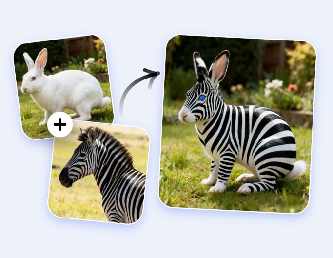 Efectos híbridos de animales con un conejo que tiene un patrón de cebra